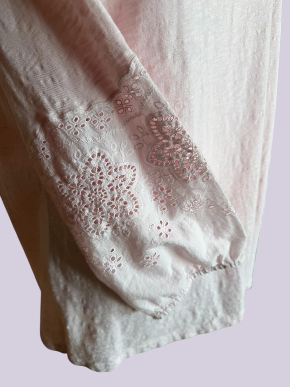 Talbots Delicate Light Pink Eyelet Long Sleeve Top
